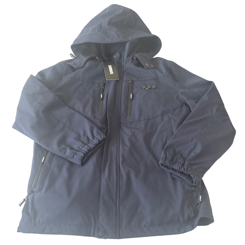 ARRIS Women L Heated Navy Blue Hooded Zip Up Ski Snow‎ Jacket Outerwear